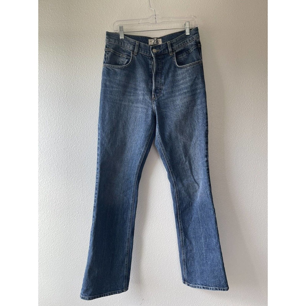 Women's Jeans Free People mid rise Wide Leg medium wash Denim Baggy Pants
